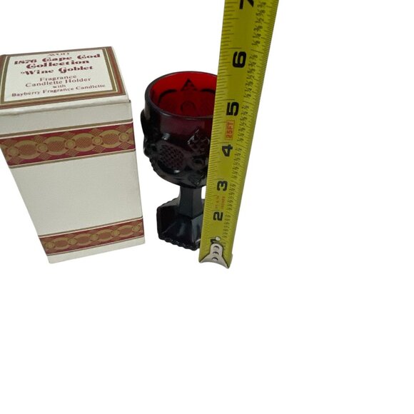 Avon 1876 Cape Cod Collection Ruby Red Glass Wine Goblet Candle Holder With Box - Picture 7 of 8